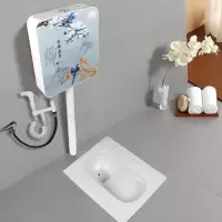 家用陶瓷蹲便器冲水箱套装卫生间蹲厕蹲坑式便盆厕所防臭排水节水