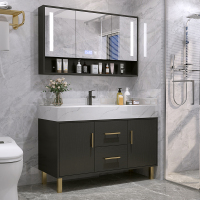 北欧智能浴室镜柜组合双盆现代简约大理石洗脸盆卫生间洗漱台定制