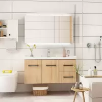 原木色卫浴室柜组合卫生间洗漱台厕所洗手洗脸池洁具实木现代简约
