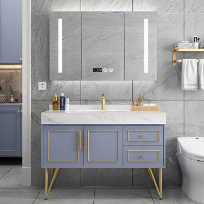 北欧浴室柜组合现代轻奢智能镜卫生间洗漱台落地式洗手池洗脸盆柜