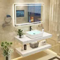 可定制现代简约轻奢浴室柜卫浴柜智能镜一体柜大理石台上盆洗手池