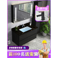 智能岩板浴室柜组合一体网红洗漱台卫生间台下盆洗脸池防水北欧风