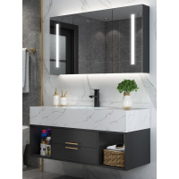 大理石智能浴室柜组合轻奢岩板洗手洗脸盆现代简约卫生间洗漱台盆