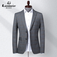 莱诗伯特品牌2020春秋季男式格子西装韩版修身