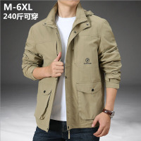 吉普盾男春秋户外脱帽休闲大码夹克 速干防水运动宽松多袋冲锋衣