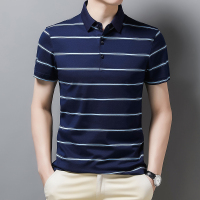 莱诗伯特桑蚕丝男士短袖t恤夏季中年短袖上衣 冰丝翻领半袖polo衫385