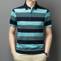 莱诗伯特桑蚕丝男士短袖t恤夏季短袖上衣 冰丝色织提花半袖polo衫