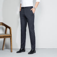 春夏新款桑蚕丝男士休闲裤修身男士长裤免烫直筒休闲裤男潮流裤子