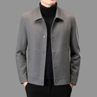 简约羊毛双面呢茄克男加厚秋冬新款青年夹克衫双面呢子外套85079