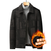 雪呢尔翻领纽扣款男士休闲夹克加绒加厚中青年茄克衫2296