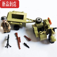 真智力坦克积木二战履带式高难度拼插男孩子玩具榴弹炮高射炮加农炮 重装摩托车A