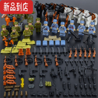 真智力积木二战军事人仔德军八路军虎式履带坦克装甲车益智拼装玩具 国方与八璐12人