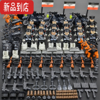 真智力积木二战军事人仔德军八路军虎式履带坦克装甲车益智拼装玩具 德队摩托方阵18人