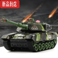 真智力超大充电动金属遥控坦克履带式越野汽车模对战可发射男孩儿童玩具 橡胶履带版坦克红外线(收藏宝贝送礼品)迷彩绿 双电+