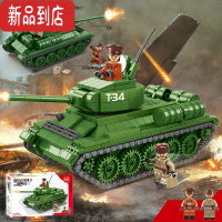 真智力兼容樂高二战军事坦克歼击车反坦克炮男孩子积木玩具10 T-34中型坦克