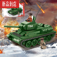 真智力兼容樂高坦克反坦克炮歼击装甲车男孩子拼装积木玩具履 T-34中型坦克