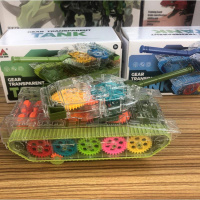 真智力透明齿轮坦克电动万向行走灯光音乐火车动车儿童益智玩具飞机礼物 电动齿轮坦克[绿色] [高]充电电池+螺丝刀