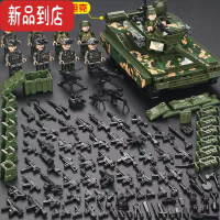 真智力积木军事坦克装甲车男孩拼装益智警察人仔特种兵儿童玩具拼图 军绿色 99式坦克突击队