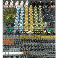 真智力二战军事人仔德军碉堡坦克武器小人偶拼装积木樂高玩具男孩子 长京湖42人配图上装备 带收纳桶