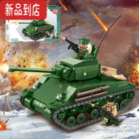 真智力兼容坦克四号装甲车二战军事谢尔曼模型积木玩具履带T-34 谢尔曼中型坦克