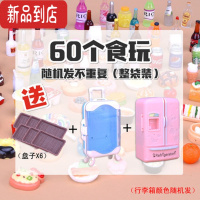 真智力迷你过家家仿真食物饮料微缩食玩盲袋娃娃屋模型摆件儿童女孩玩具 60个(食物+酒水)送行李箱+ 冰箱+6盘子