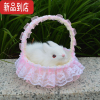 真智力花篮提篮会叫的猫咪仿真猫咪儿童玩具毛绒玩偶男童女童生日礼物 粉色花边提篮小小兔+不叫仿真食物
