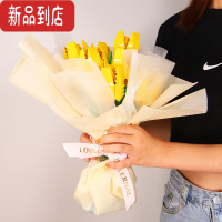 真智力jaki佳奇积木花手工diy拼装郁金香仿真花束玫瑰送女友520礼物 [春日限定]7枝郁金香仿真食物