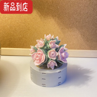 真智力积木多肉植物盆栽摆件永生花束可爱女生拼装益智玩具礼物