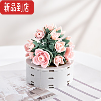 真智力积木多肉植物盆栽花束可爱女生女孩解闷拼装DIY益智玩具