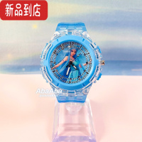 真智力叶罗丽手表灵公主女孩发光闪灯幼儿园学生玩具儿童防摔卡通电子表 蓝色冰公主闪灯款+同款卡片 表盘直径约40m发光玩具