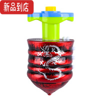 真智力网红儿童发光小玩具户外七彩闪光音乐圆形陀螺旋转玩具男孩女孩 木纹灯光音乐陀螺发光玩具