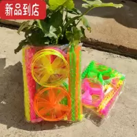真智力新款大号发光竹蜻蜓手推飞碟带灯飞天仙子竹蜻蜓飞盘怀旧儿童玩具 透明中号号飞天40个(不发光)发光玩具