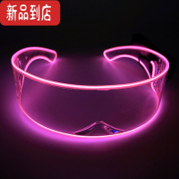真智力炫酷EL科技感发光眼镜led蹦迪装备夜光ktv新款酒吧电音节气氛道具 粉红色 透明科技感眼镜发光玩具