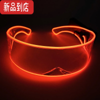 真智力炫酷EL科技感发光眼镜led蹦迪装备夜光ktv新款酒吧电音节气氛道具 红色 透明科技感眼镜发光玩具