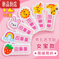 真智力幼儿园名字贴刺绣缝制款宝宝姓名贴布可缝儿童免缝被子名字衣服贴 刺绣[女宝款]12个★带孔易缝★ ,备注名字