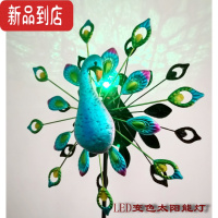 真智力别墅景区铁艺户外花园装饰带玻璃球太阳能灯闪光仿古蓝叶大风车 绿色 孔雀风车带灯