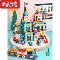 真智力奇乐亲大颗粒儿童樂高积木电动轨道滑道小火车拼装益智玩具3- 套餐B/303大颗粒风车城堡+大底板