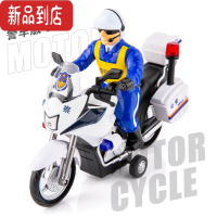 真智力合金警察摩托车儿童玩具声光回力大号特警机车公安巡逻车男孩礼物惯性玩具