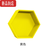 真智力冰箱贴磁性收纳盒多卡槽式笔筒放夹子个性创意磁贴白板磁吸盒 黄色六边形置物架 大磁性玩具