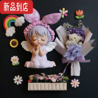 真智力可爱安妮立体磁性贴天使花仙子树脂冰箱贴磁铁家居冰箱装饰留言帖 头巾紫安妮+紫花+6花虹+珊栏花 (冰箱贴)磁性玩具