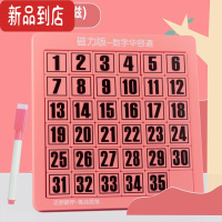 真智力数字华容道滑动拼图儿童逻辑思维益智力数学动脑玩具小学生幼儿园 樱柠粉35粒底板可画送笔 强磁