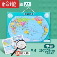 真智力 中国地图拼图世界磁力大号地图儿童初中小学生成人益智玩具 中号磁性世界/双面印刷(290*205mm)[送放大镜]