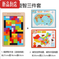 真智力俄罗斯方块积木拼图男女孩幼儿童玩具2-3-4-6周岁宝宝益智力开发 俄罗斯方块+磁性世界+磁性 中国地图