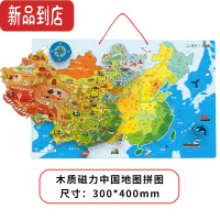 真智力北斗中国地图磁力拼图世界磁性儿童益智玩具小学生5岁6岁以上7-10 木质磁力中国地图拼图[大号]