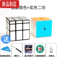 真智力魔方三阶镜面魔方异形魔方三阶变体顺滑魔方初学者益智玩具 镜面银色+实色二阶