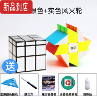 真智力魔方三阶镜面魔方异形魔方三阶变体顺滑魔方初学者益智玩具 镜面银色+实色风火轮