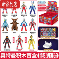 真智力布鲁可奥特曼小颗粒积木人盲盒公仔可动手办迪迦收藏卡片动漫