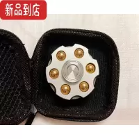 真智力指尖陀螺左轮子弹纯黄铜减压玩具金属玩具EDC可拆卸休闲手指陀螺 银色+收纳盒