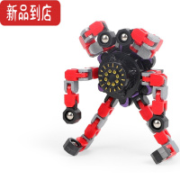 真智力变形机械指尖陀螺抖音同款可变形机器人手指黑科技旋转减压玩具 标准版 烈焰红