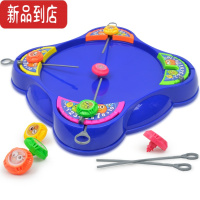 真智力对战陀螺盘套装桌面互动游戏抽拉式超变战手指陀螺战斗盘儿童玩具 一陀螺盘16发条4陀螺